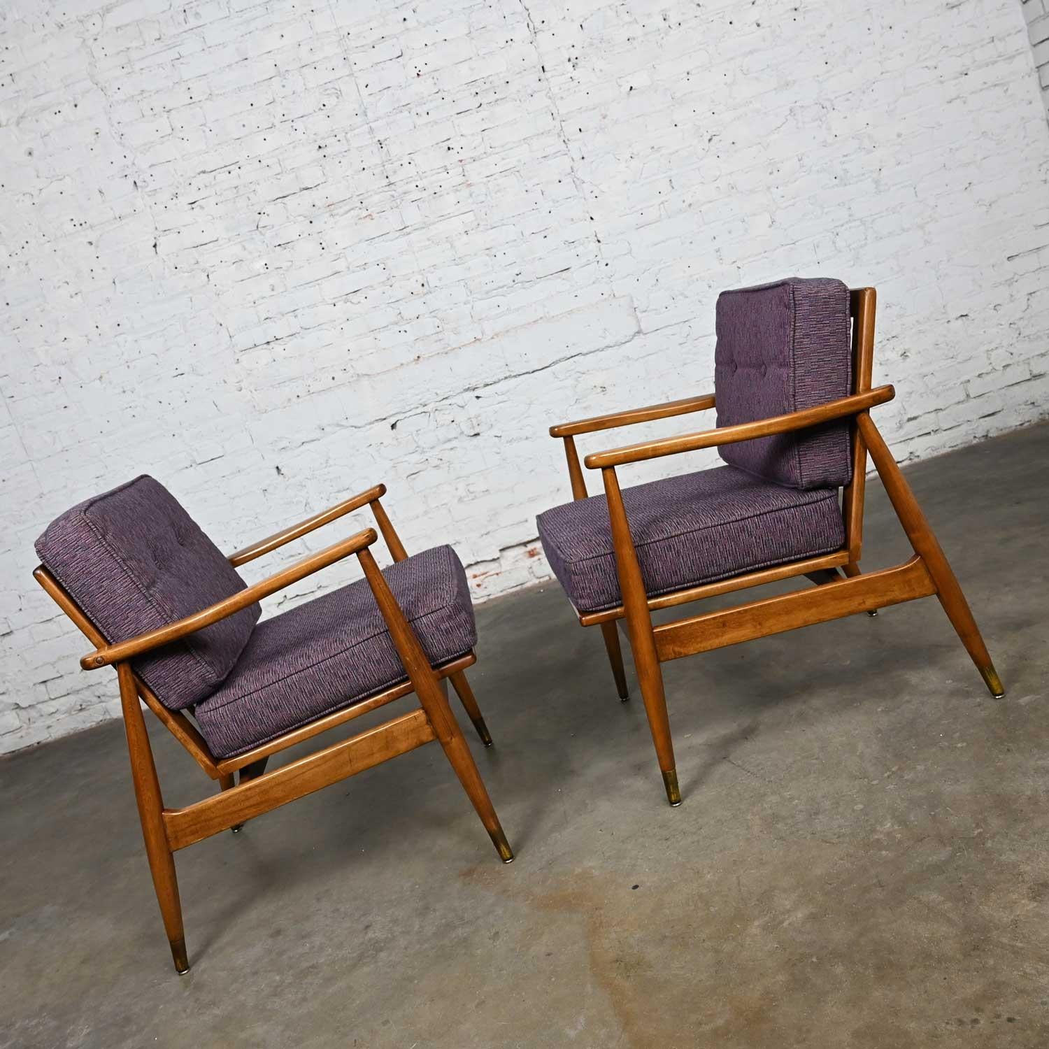 MCM Arm Lounge Chairs Tapered Legs & Brass Sabots Style Folke Ohlsson for DUX For Sale 3