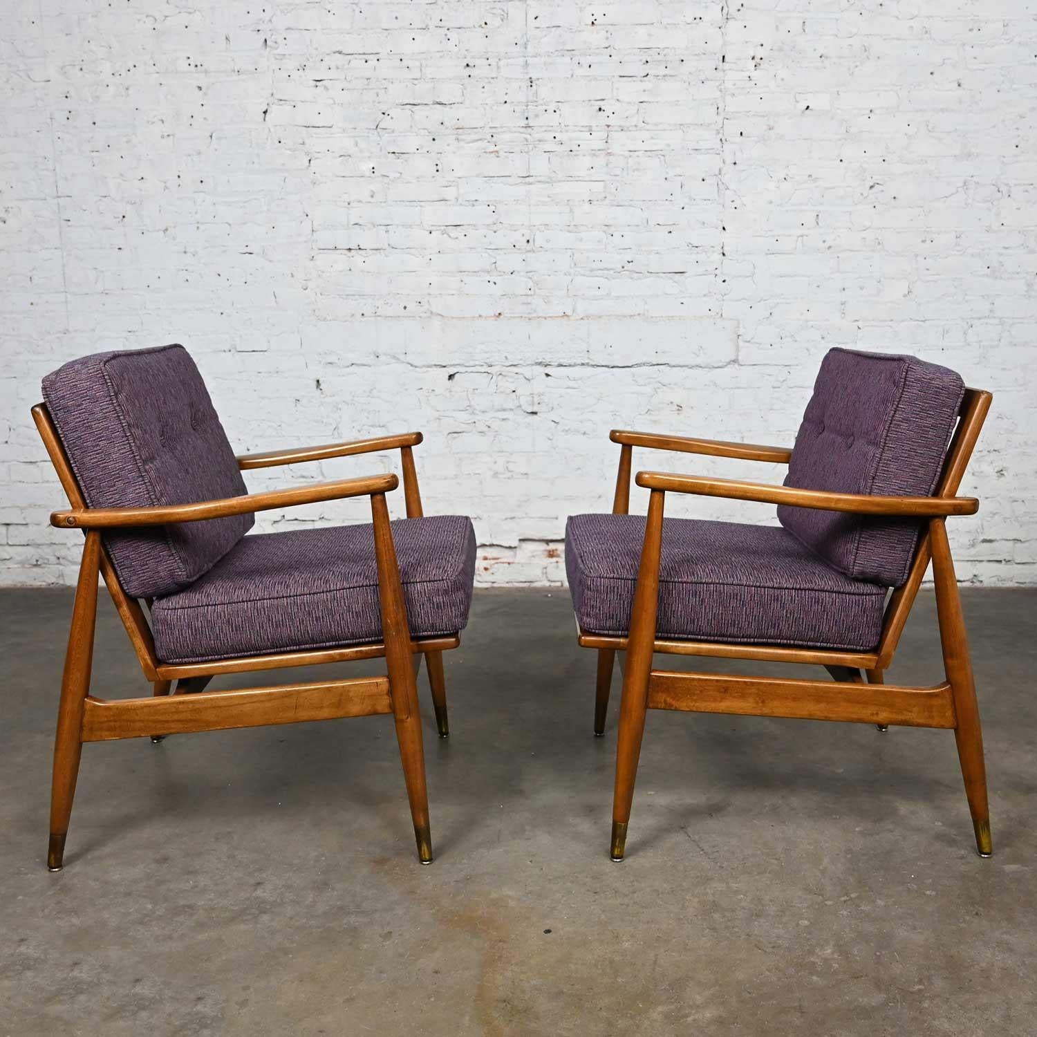 MCM Arm Lounge Chairs Tapered Legs & Brass Sabots Style Folke Ohlsson for DUX For Sale 4