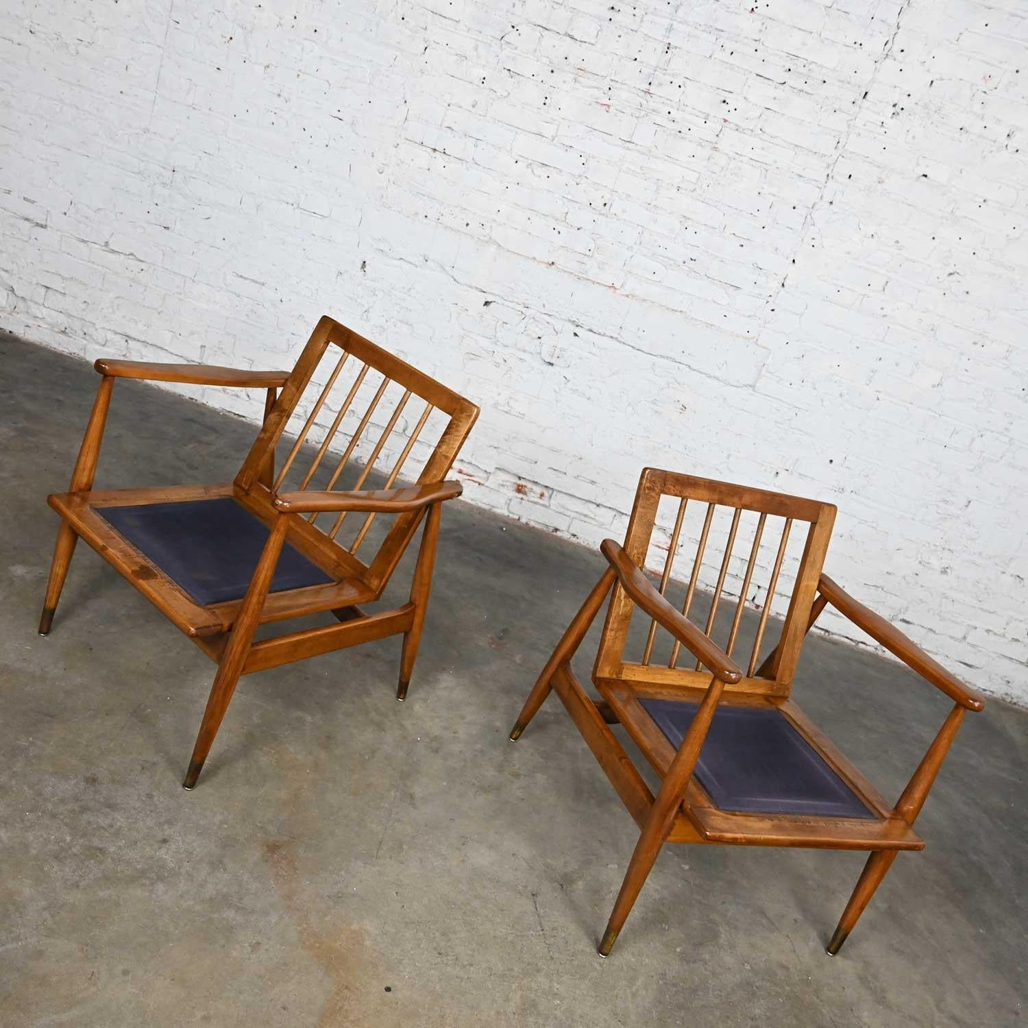 MCM Arm Lounge Chairs Tapered Legs & Brass Sabots Style Folke Ohlsson for DUX For Sale 7