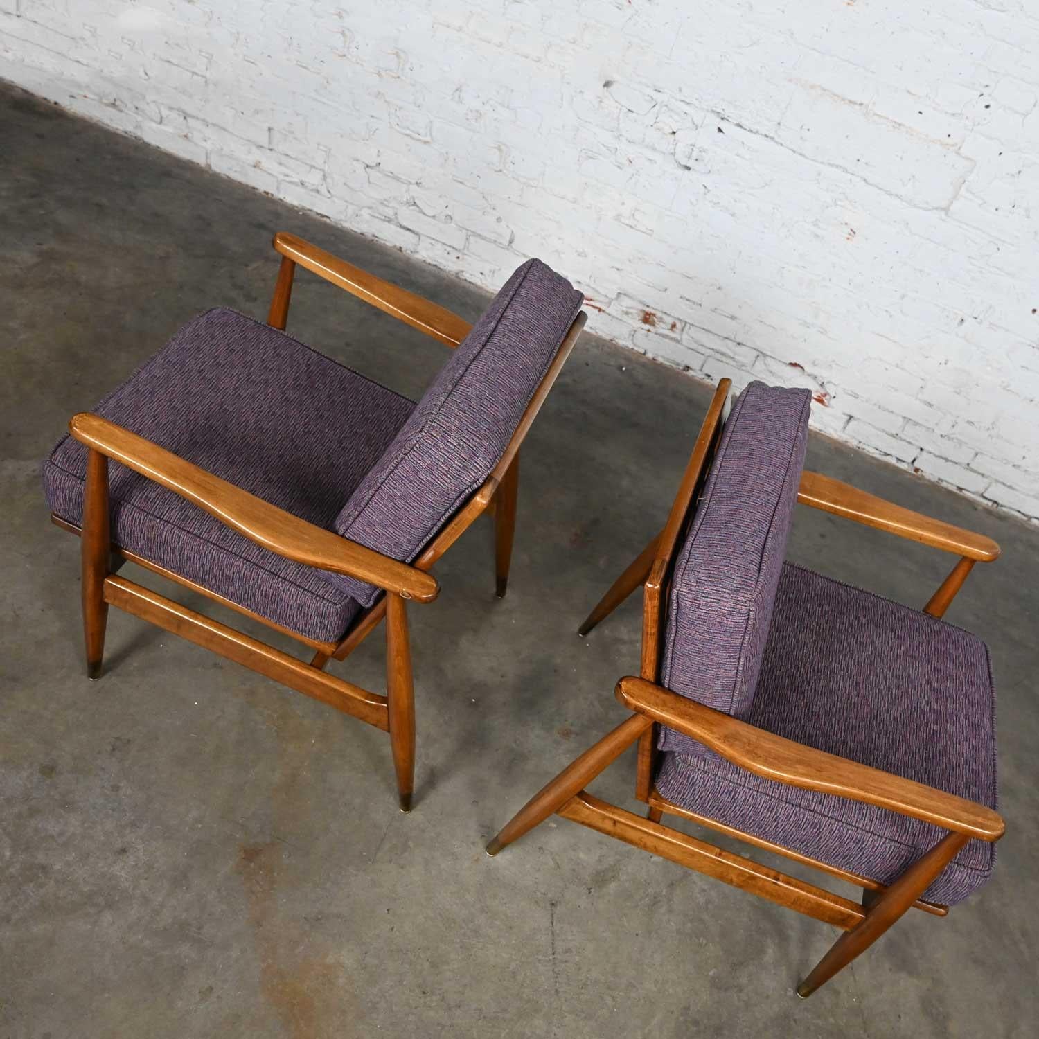 MCM Arm Lounge Chairs Tapered Legs & Brass Sabots Style Folke Ohlsson for DUX For Sale 9