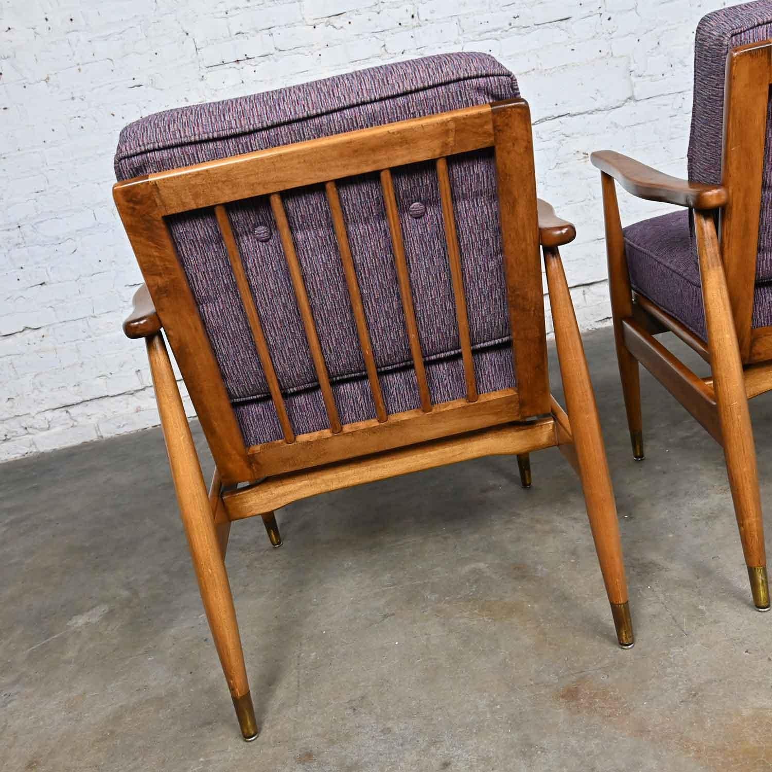 American MCM Arm Lounge Chairs Tapered Legs & Brass Sabots Style Folke Ohlsson for DUX For Sale