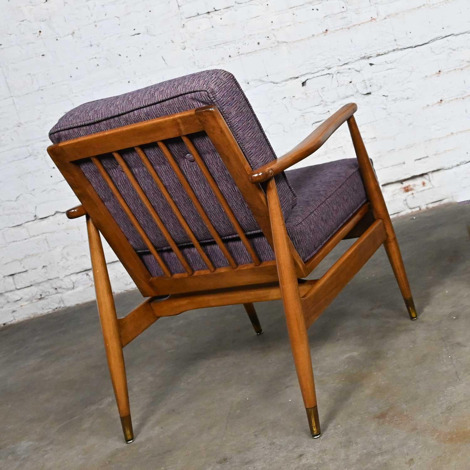MCM Arm Lounge Chairs Tapered Legs & Brass Sabots Style Folke Ohlsson for DUX In Good Condition For Sale In Topeka, KS