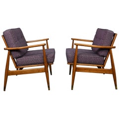 Sillones MCM con Brazos Patas Cónicas y Sables de Latón Estilo Folke Ohlsson para DUX