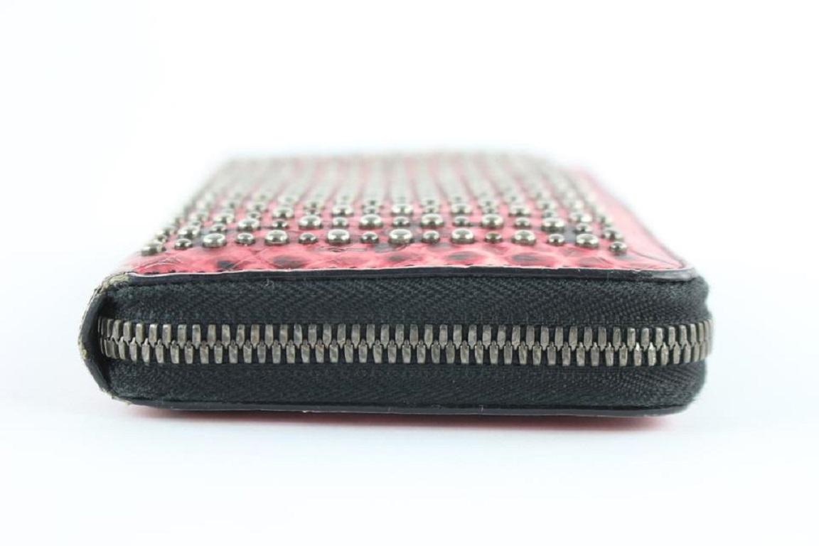 MCM Armour Visetos Monogram Studded Python Print Zip Around Wallet 231939 Pink  For Sale 6