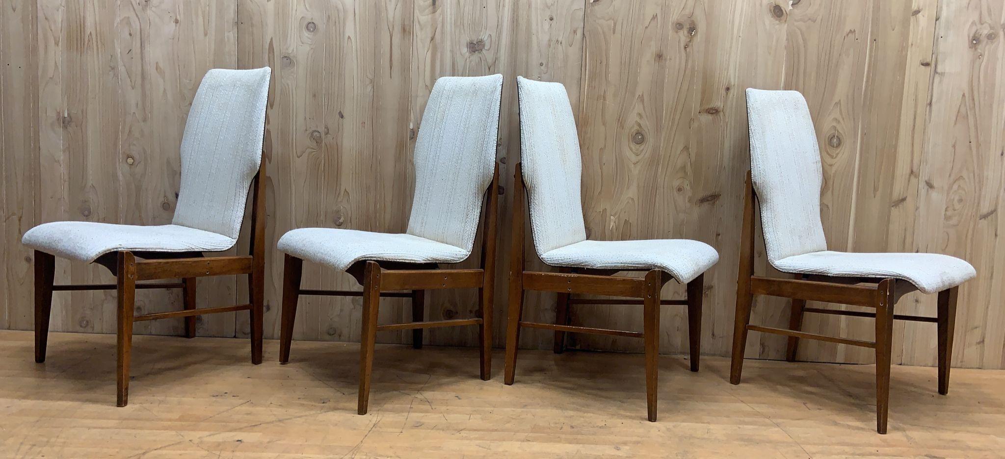 Mid-Century Modern MCM Arne Vodder for Lane Furniture Walnut High Back Dining Chairs - Set of 4 For Sale