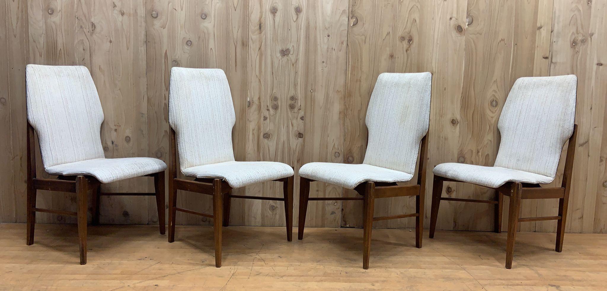 American MCM Arne Vodder for Lane Furniture Walnut High Back Dining Chairs - Set of 4 For Sale