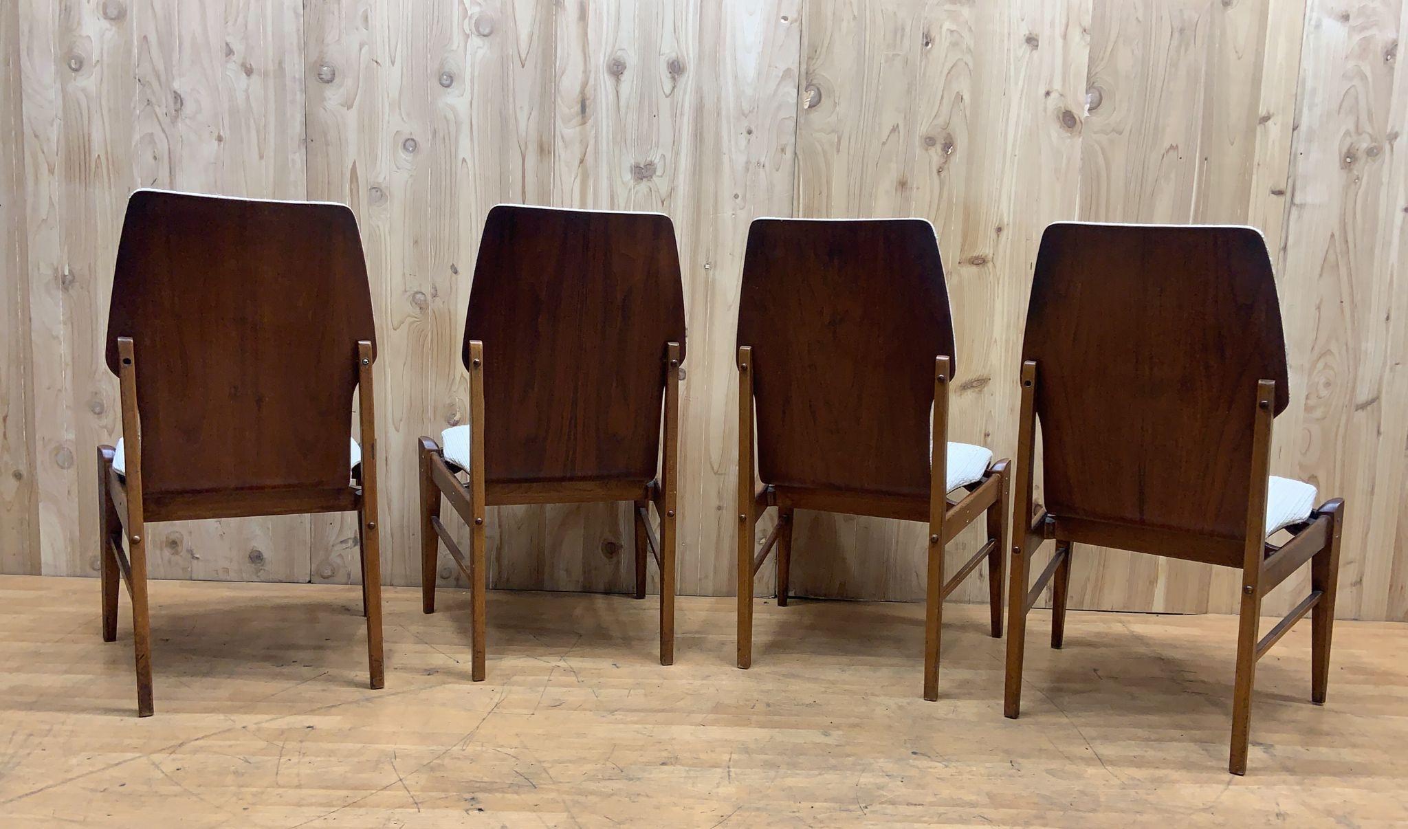 MCM Arne Vodder for Lane Furniture Walnut High Back Dining Chairs - Set of 4 In Good Condition For Sale In Chicago, IL