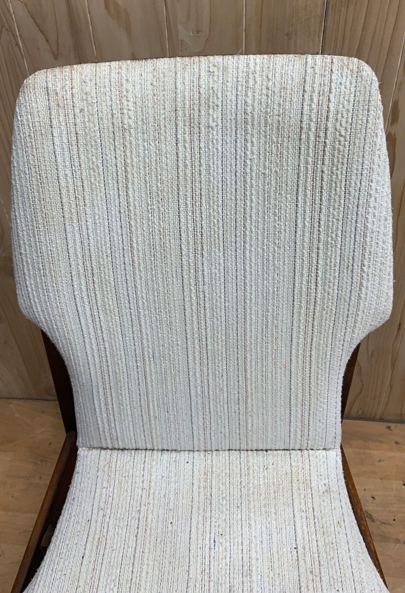 Fabric MCM Arne Vodder for Lane Furniture Walnut High Back Dining Chairs - Set of 4 For Sale