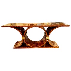 MCM Art Deco Style Black Walnut Console