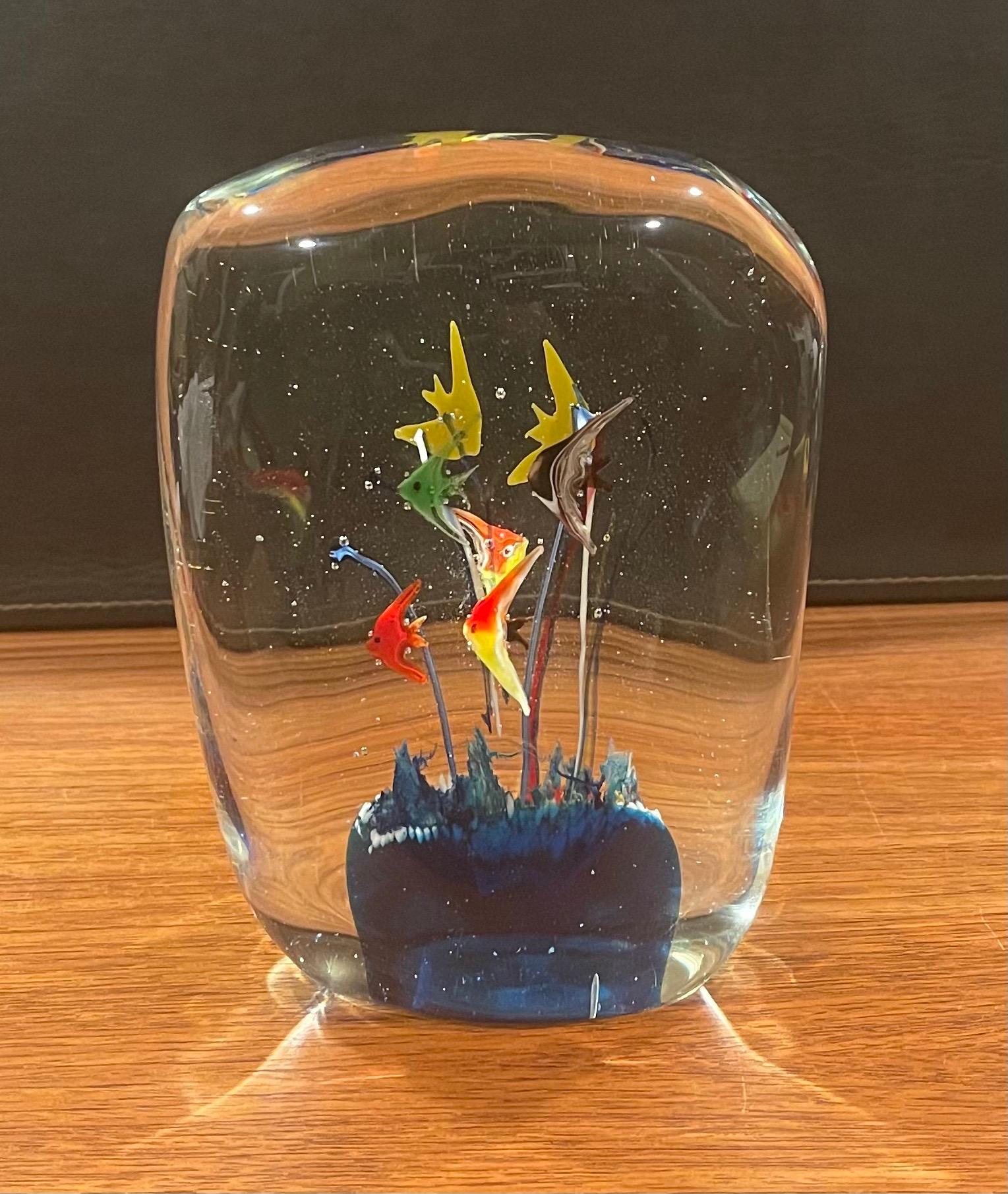 Italian MCM Art Glass Fish Aquarium Sculpture by Murano Glass For Sale