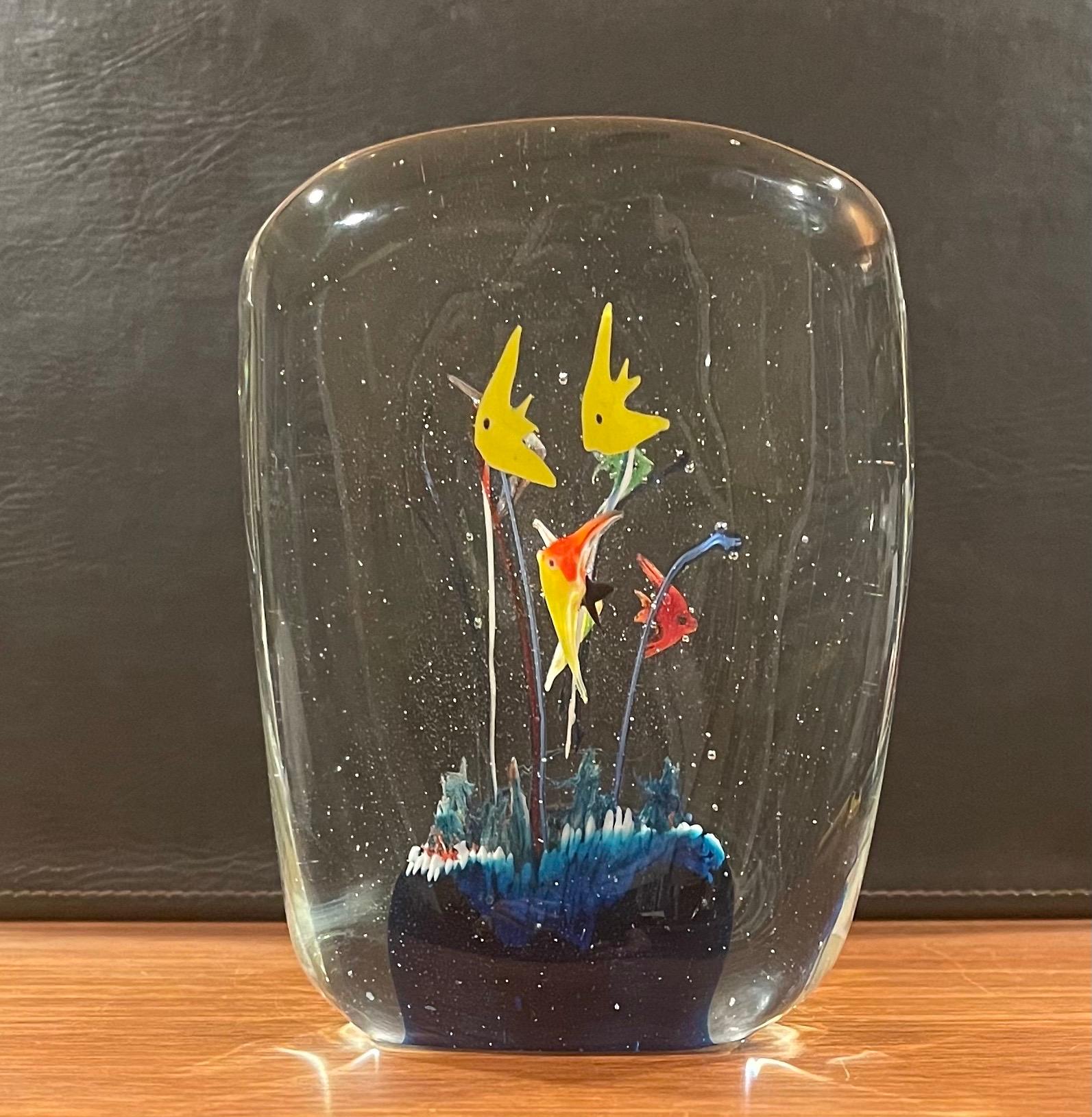 MCM Art Glass Fish Aquarium Sculpture by Murano Glass For Sale 1