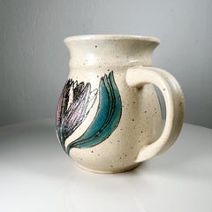 1980s Modern Art Pottery Flower Pitcher signed