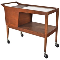 MCM Arthur Umanoff for Cavalier Dimension Group Rolling Server Bar Cart Walnut