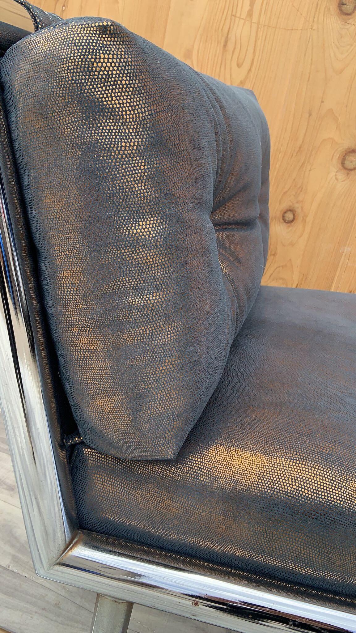 MCM Arthur Umanoff for Directional Chrome Sled Lounge Chair Newly Upholstered en vente 3
