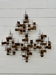 MCM Artist William Bowie Large Scale 4 x 4 Brutalist Nail & Bent Metal Sculpture