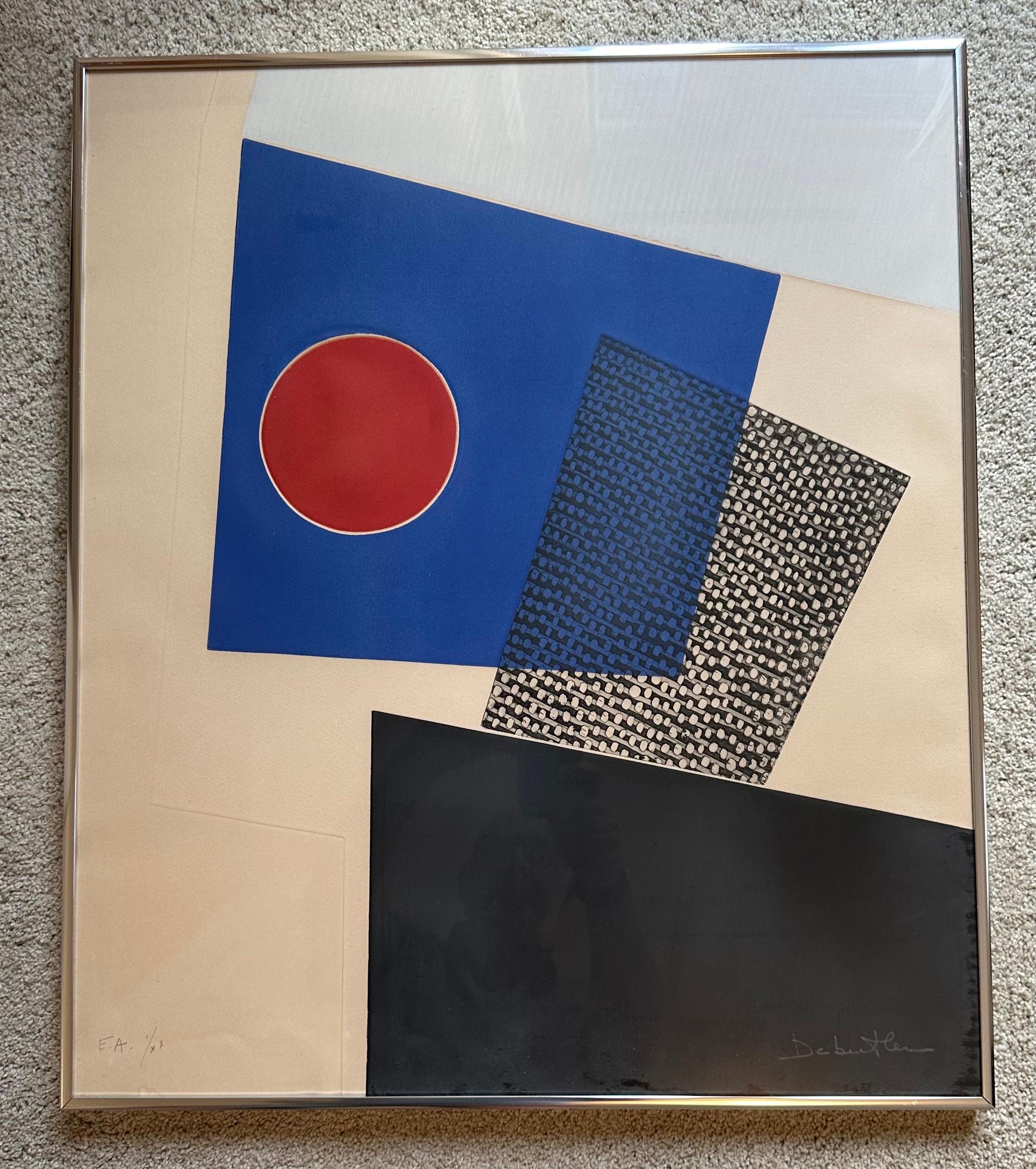 Papier Lithographie abstraite de Jacqueline Debutler, épreuve d'artiste du MCM en vente