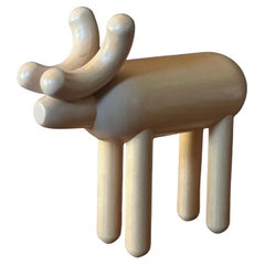 MCM Ash Wood Moose / Reindeer Sculpture by Kaija Aarikka