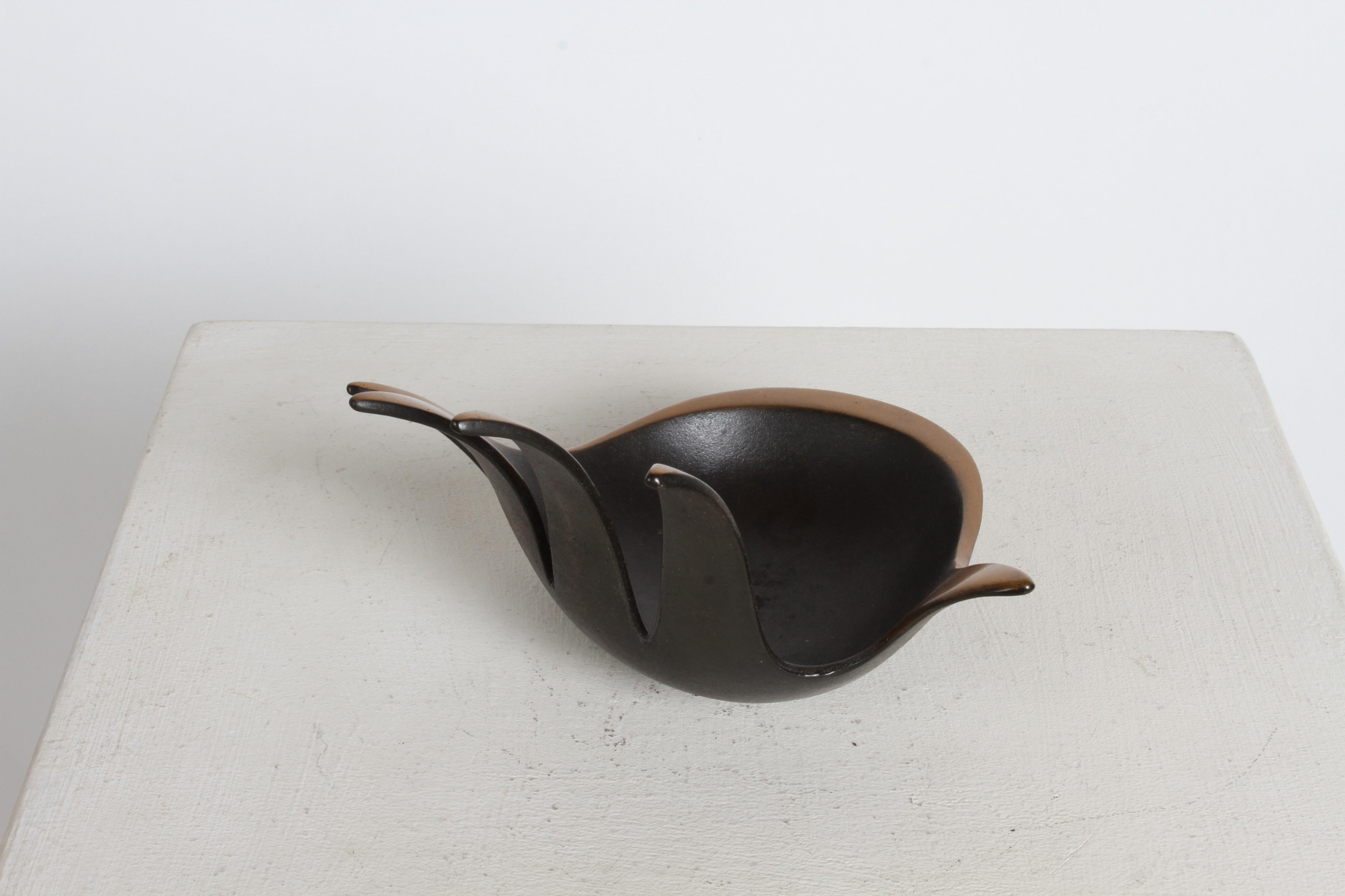 MCM Austria Walter Bosse for Herta Baller Large Black & Bronze Hand-Shaped Bowl  In Good Condition For Sale In St. Louis, MO
