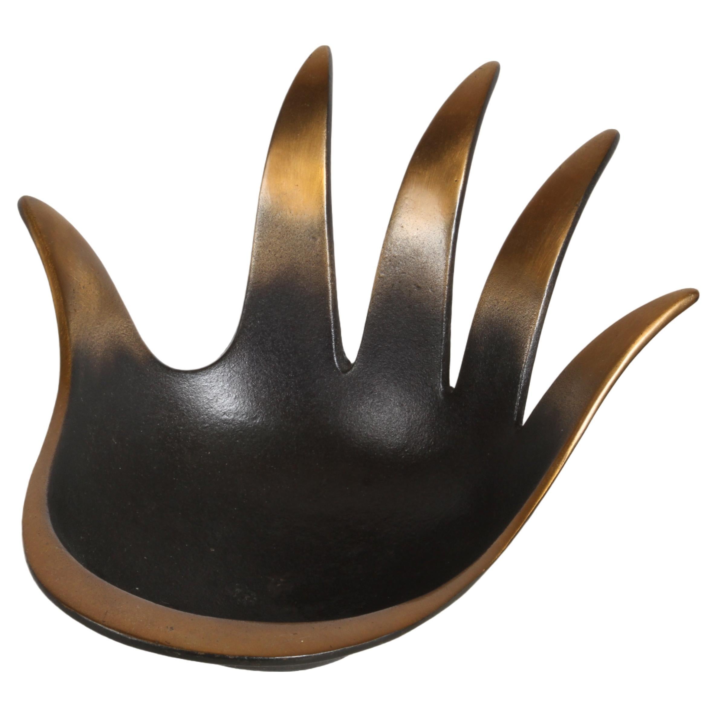 MCM Austria Walter Bosse for Herta Baller Large Black & Bronze Hand-Shaped Bowl  For Sale