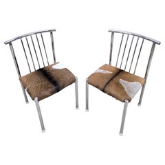 MCM B. Brody Chrome Spindle Back Side Chairs Newly Reupholstered – Pair