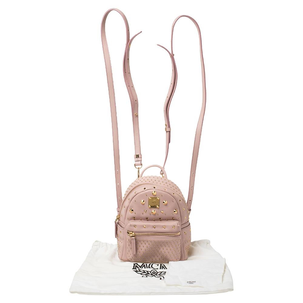 MCM Baby Pink Leather X Mini Studded Stark-Bebe Boo Backpack 3