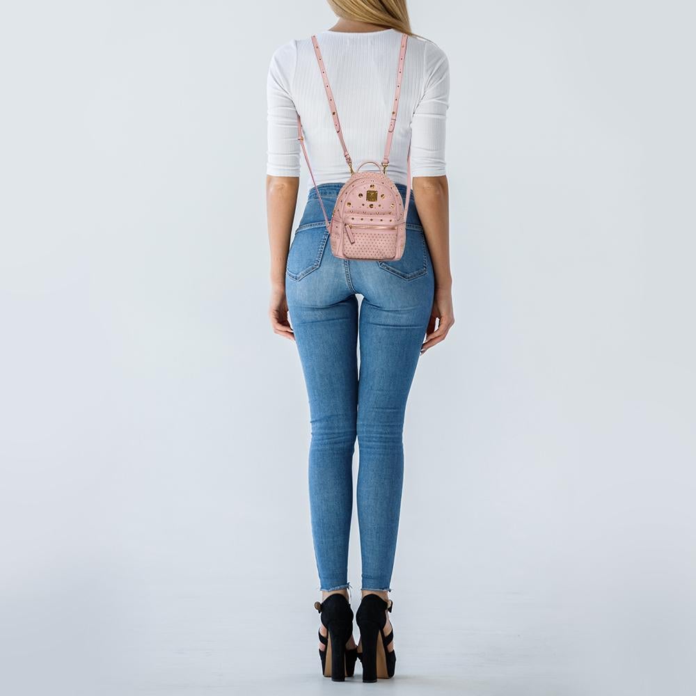 mcm mini pink backpack