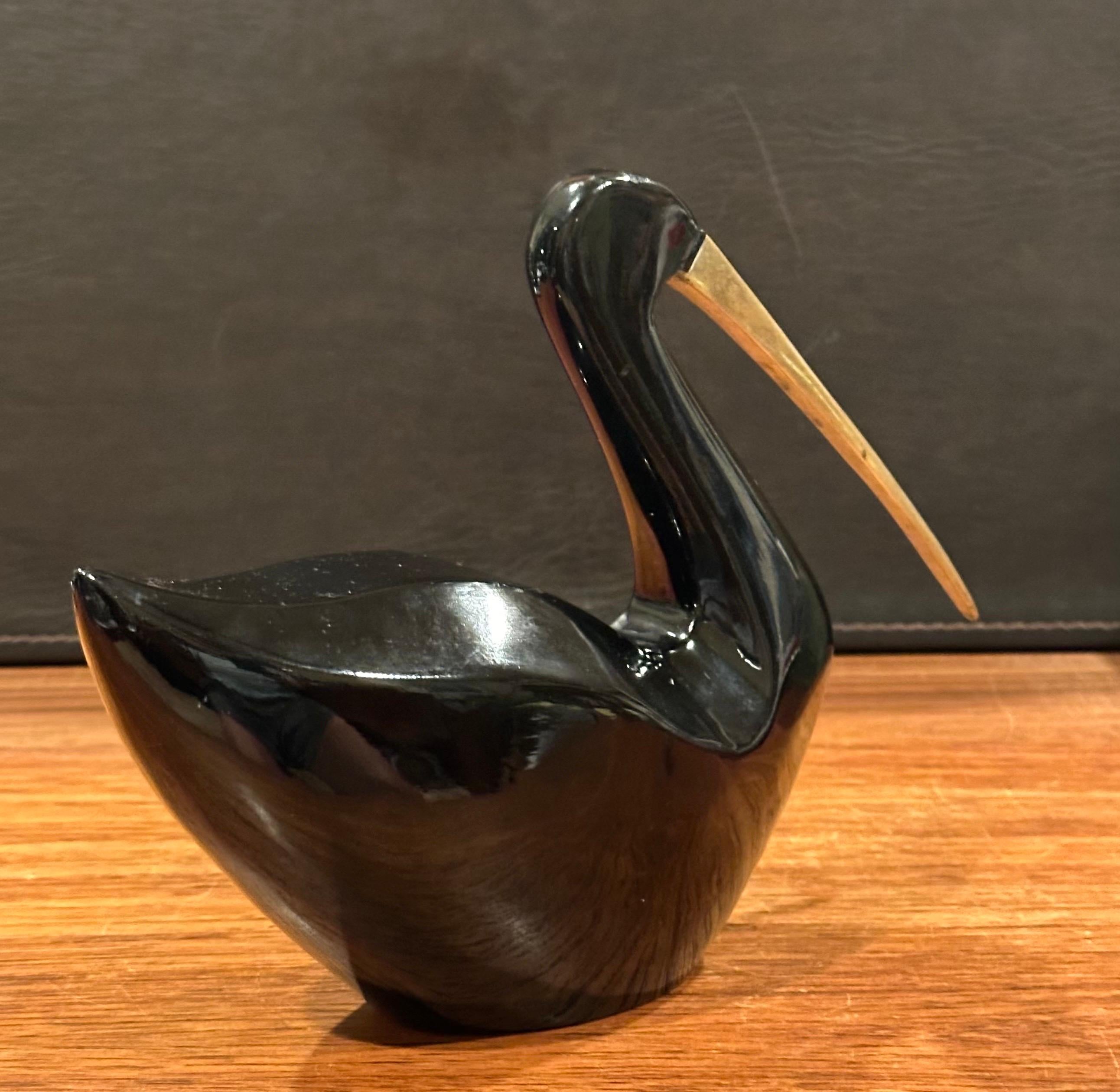 MCM Bakelite Black Bird with Brass Beak by Rosenthal Netter For Sale 5