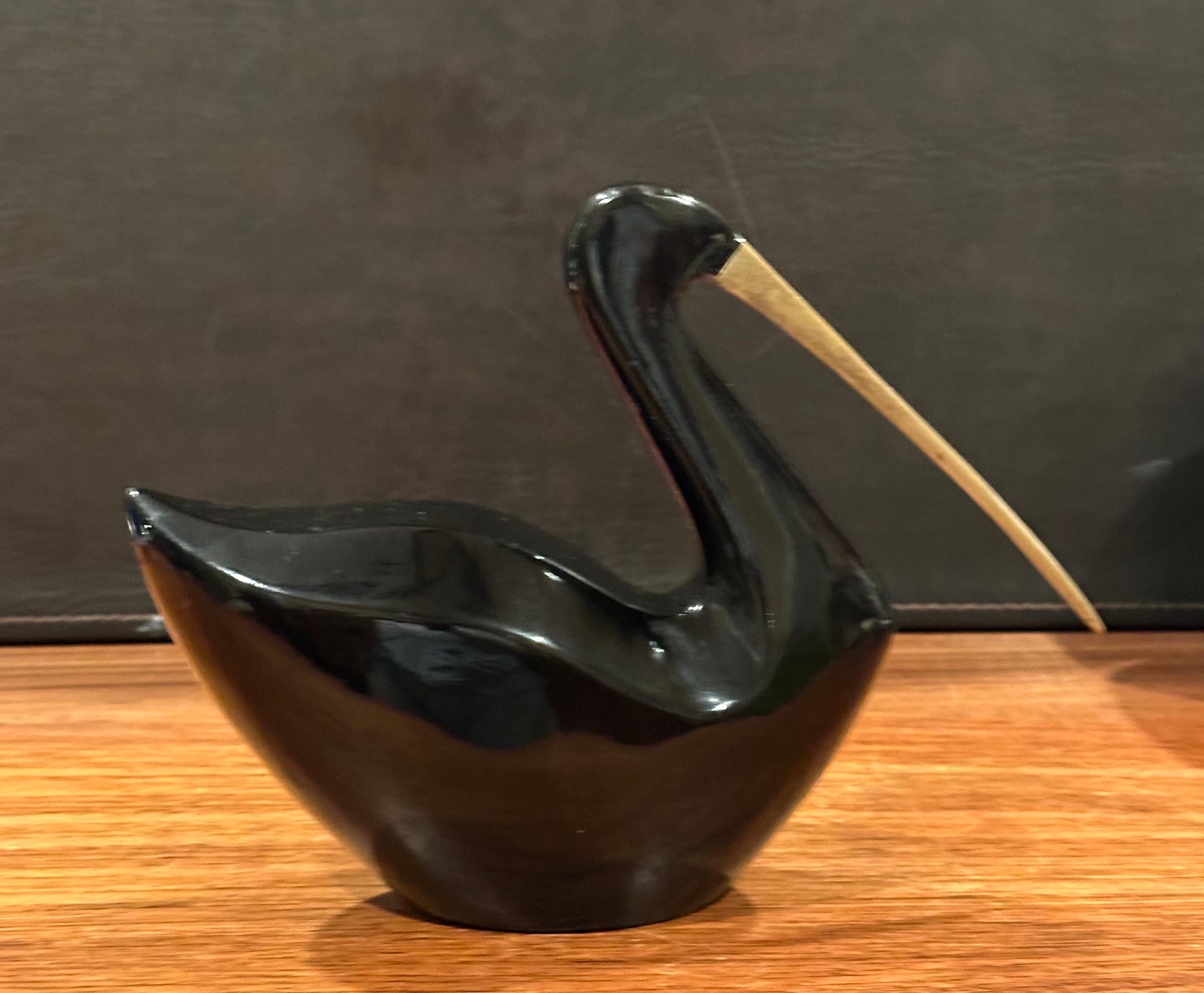 MCM Bakelite Black Bird with Brass Beak by Rosenthal Netter For Sale 6