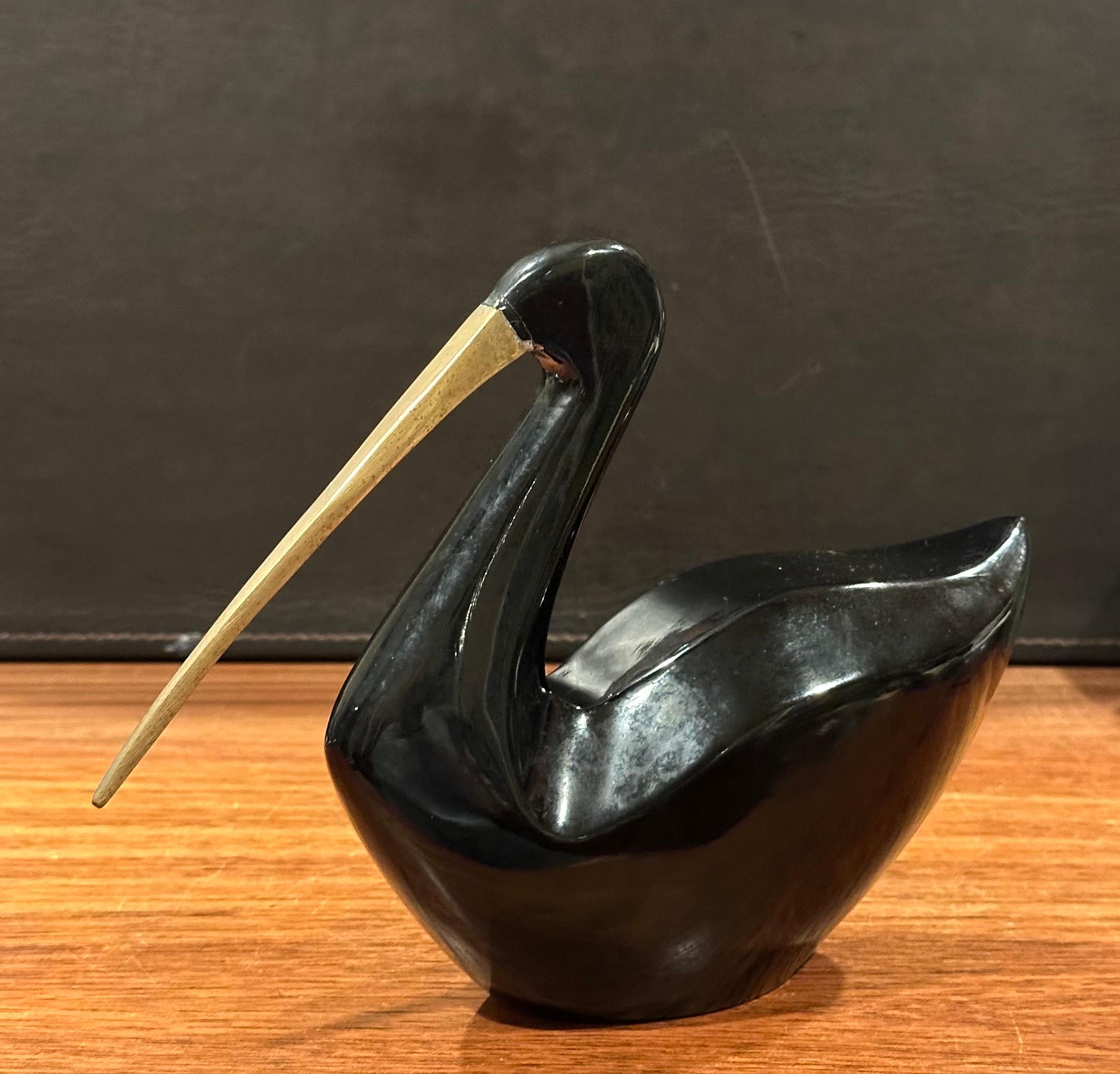 MCM Bakelite Black Bird with Brass Beak by Rosenthal Netter For Sale 7
