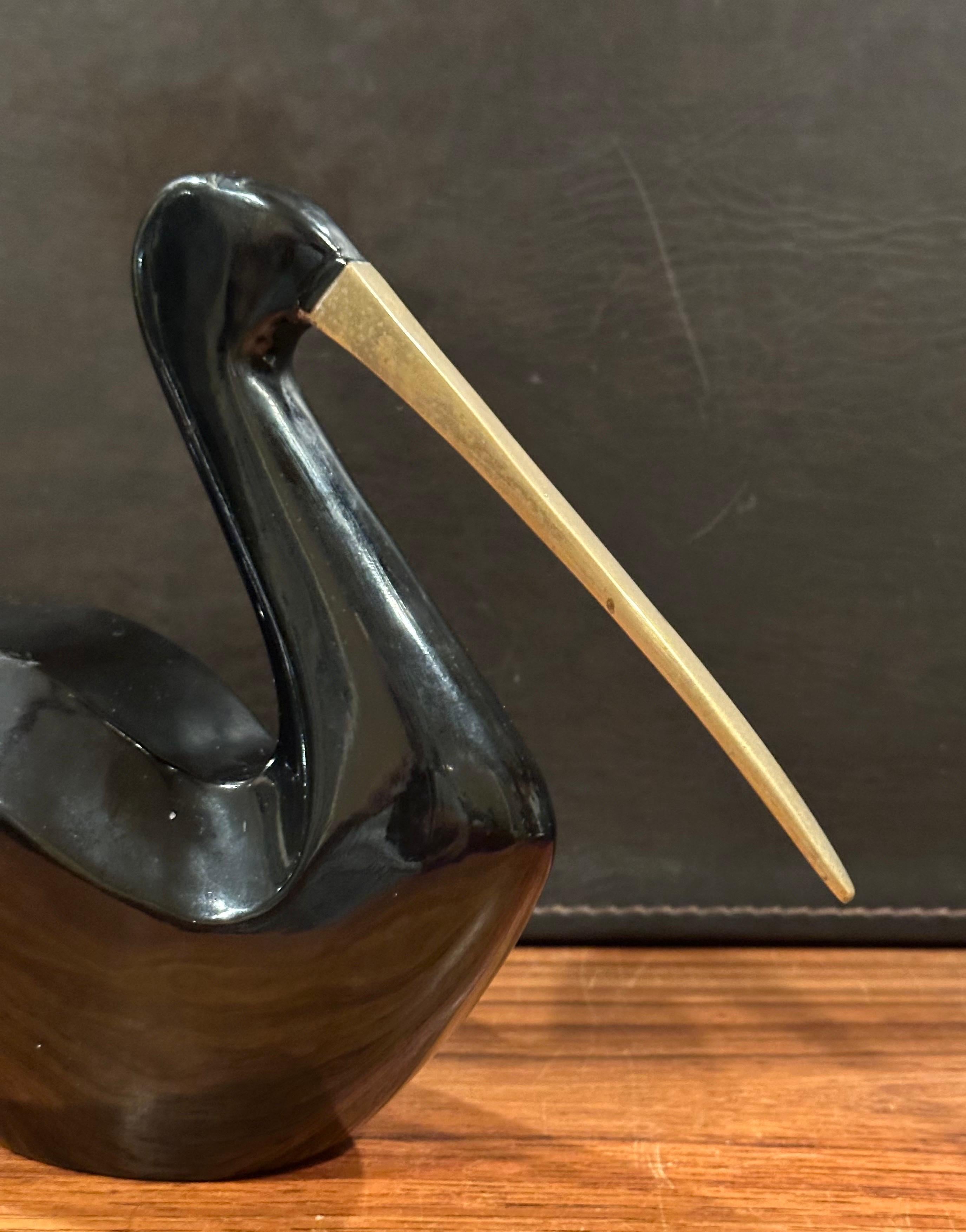 MCM Bakelite Black Bird with Brass Beak by Rosenthal Netter For Sale 8
