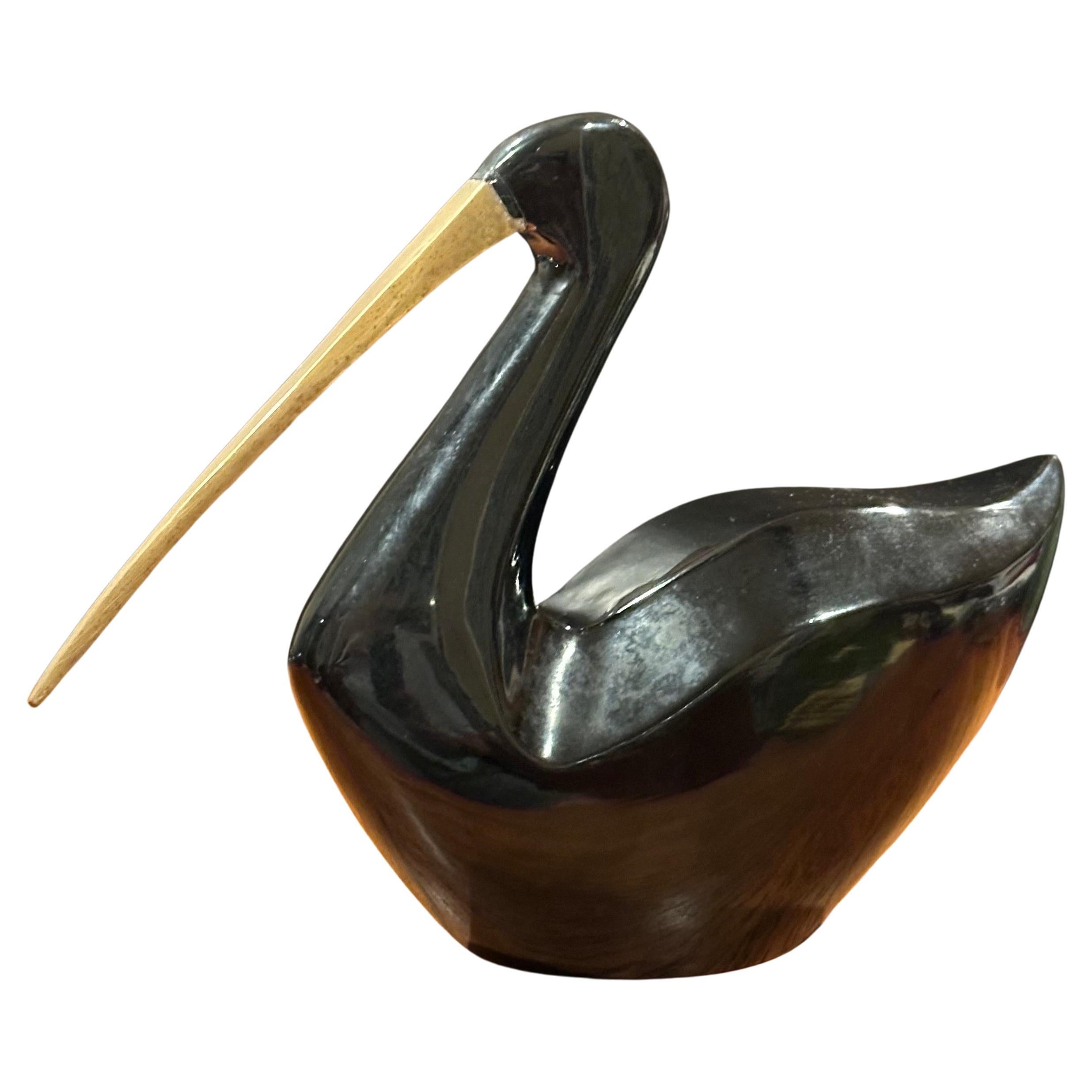 MCM Bakelite Black Bird with Brass Beak by Rosenthal Netter For Sale 9
