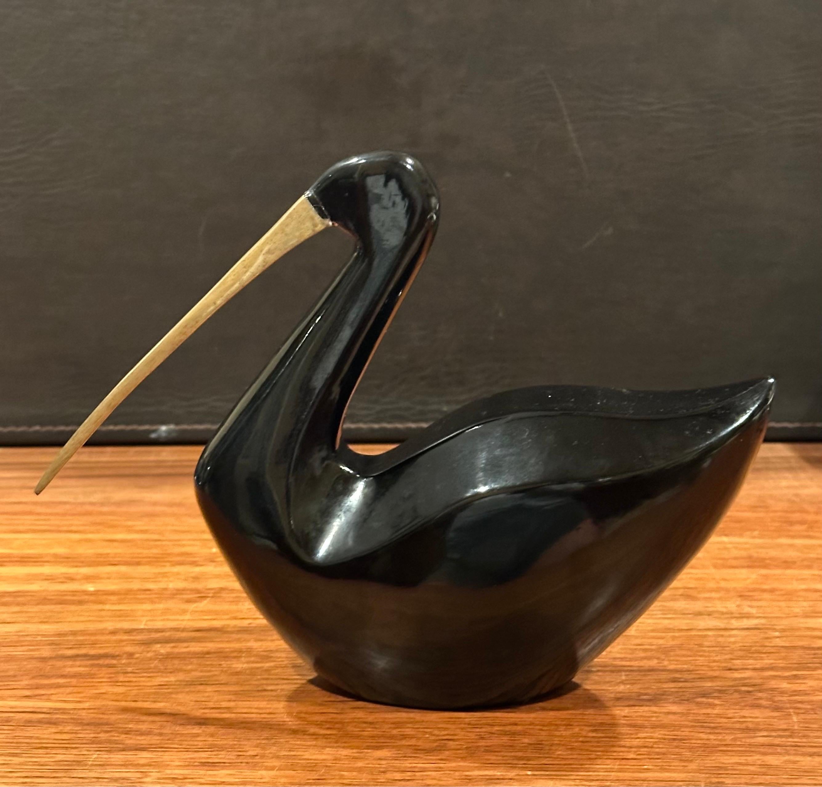 MCM Bakelite Black Bird with Brass Beak by Rosenthal Netter In Good Condition For Sale In San Diego, CA