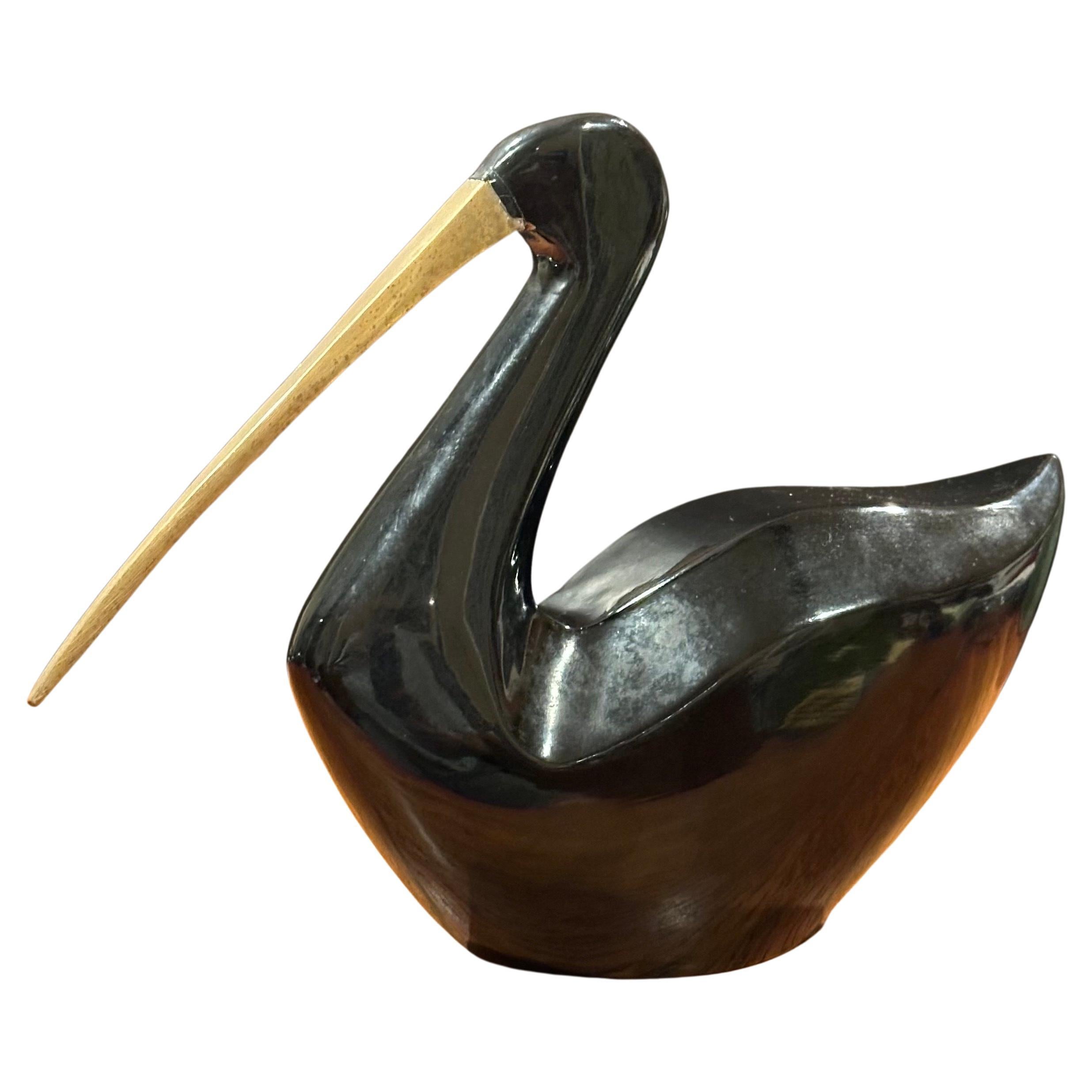 MCM Bakelite Black Bird with Brass Beak by Rosenthal Netter