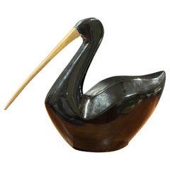 MCM Bakelite Black Bird with Brass Beak by Rosenthal Netter