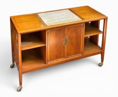 MCM Bar Cart Or Server With Marble Inset Top, Great Color, Size, Very Textural.