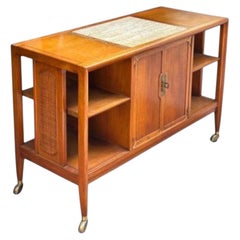 MCM Bar Cart Or Server With Marble Inset Top, Great Color, Size, Very Textural.