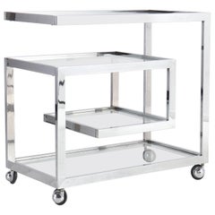 Vintage Mid Century Modern Bar Cart Original Glass Frame