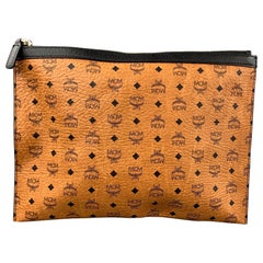 New MCM Black/Orange Leather Pouch Clutch Bag Wallet NEW Rare Original  Authentic