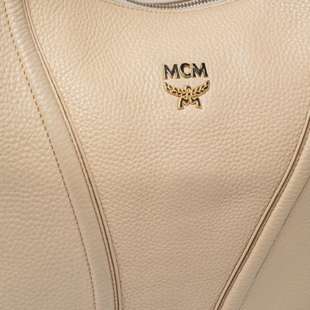 MCM Beige Lederhobo aus Leder 2