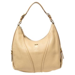 MCM Beige Lederhobo aus Leder