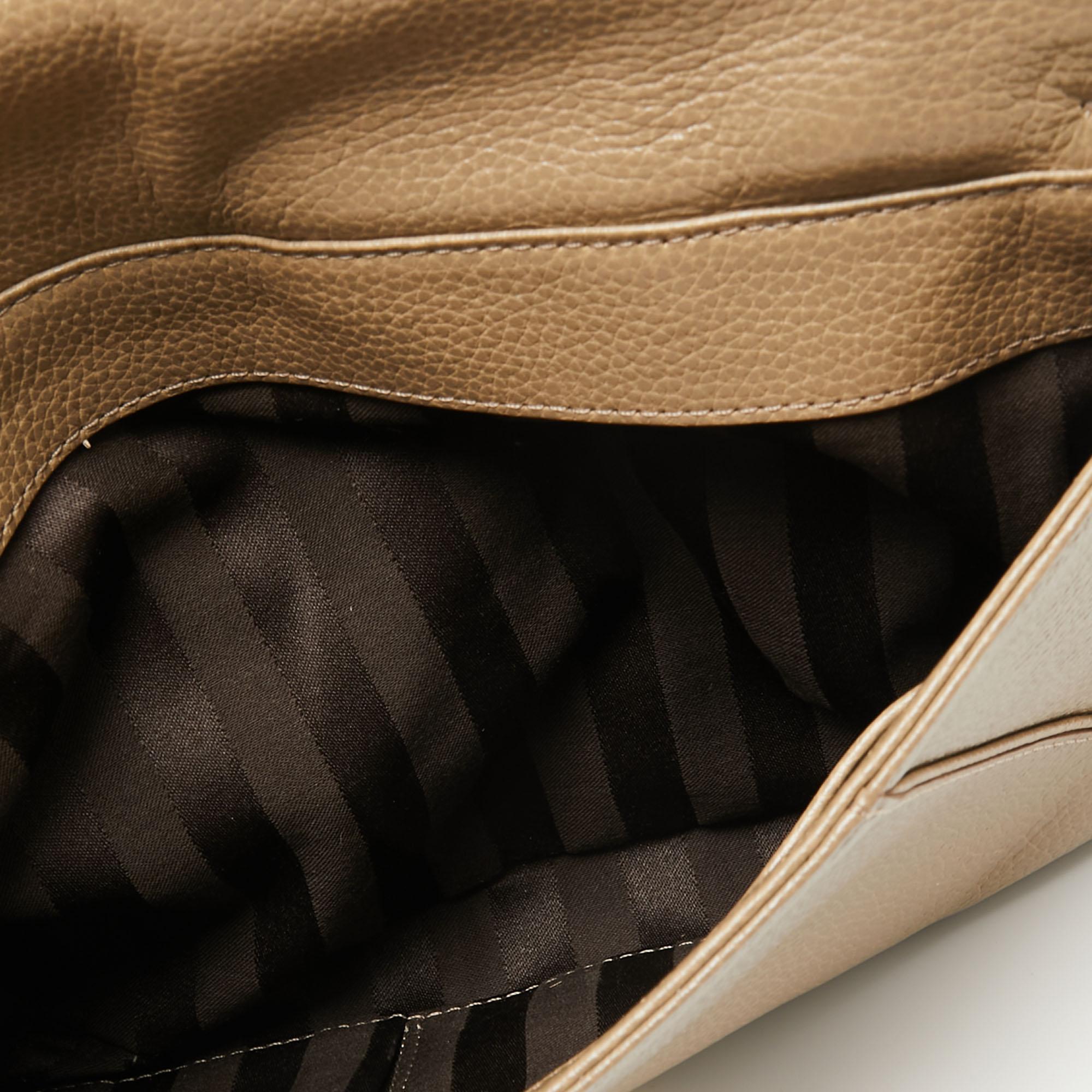 MCM Beige Leather Studded Flap Shoulder Bag 3