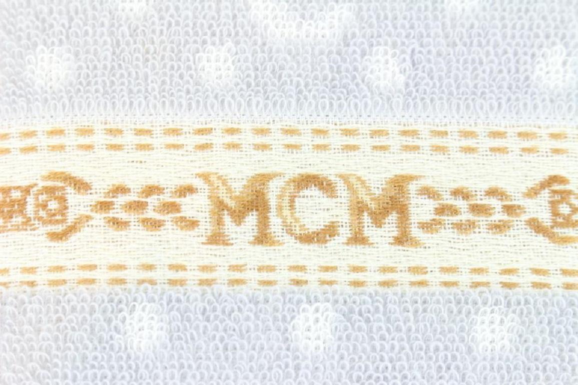 MCM Beige Legere Logo Towel Set 12mcz1126 Scarf/Wrap In New Condition For Sale In Dix hills, NY