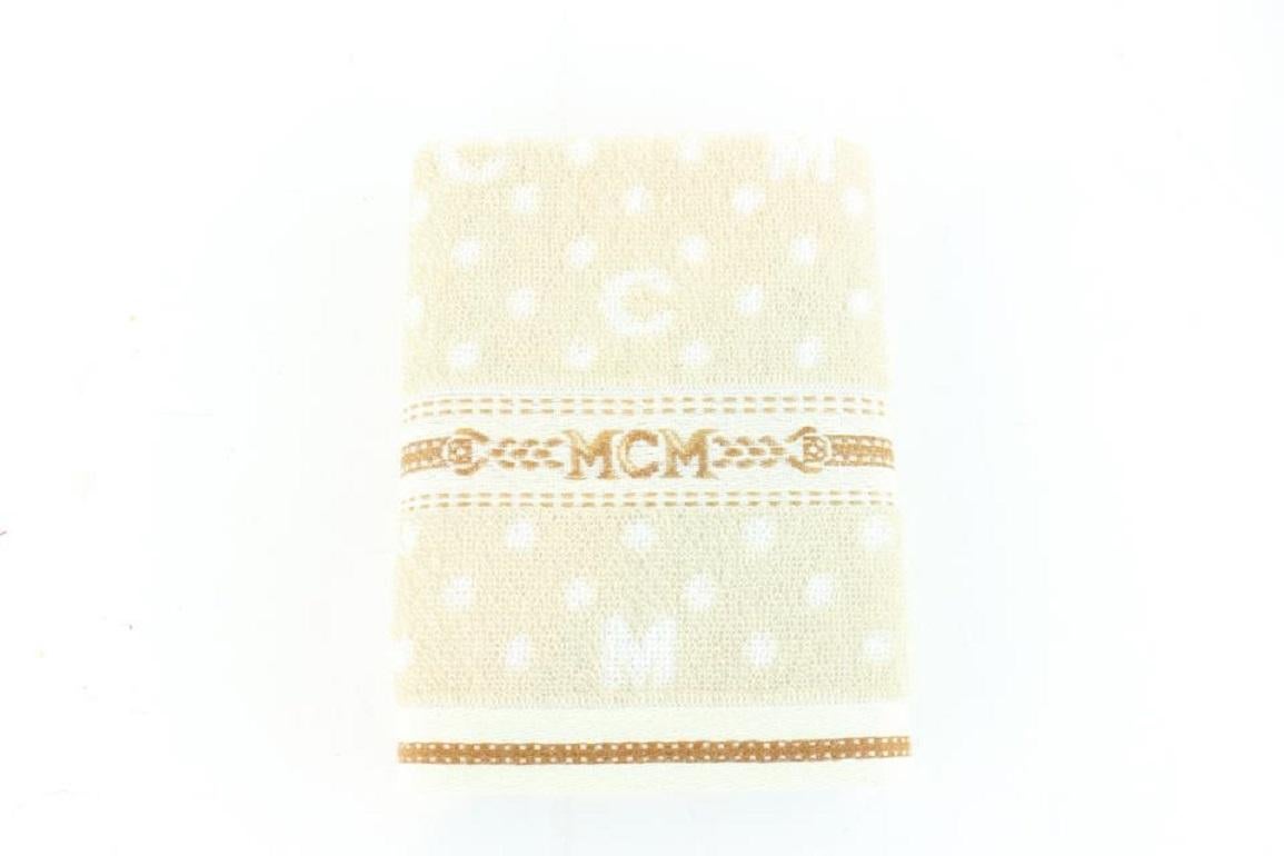 MCM Beige Legere Logo Towel Set 12mcz1126 Scarf/Wrap For Sale 4