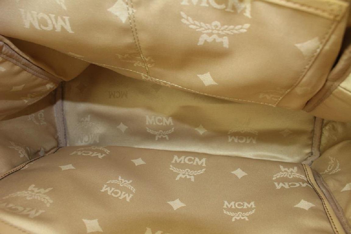 MCM Beige Monogram Visetos Logo Medium Studded Stark Backpack 921mcm73  For Sale 3