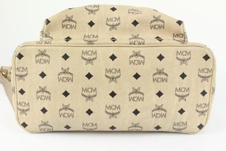 MCM Beige Monogram Visetos Logo Medium Studded Stark Backpack 921mcm73 For  Sale at 1stDibs