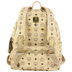 MCM Visetos Logo Medium Nieten-Rucksack 921 mcm73 mit Beige-Monogramm