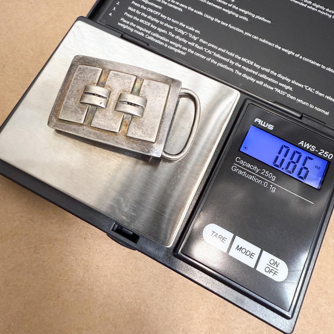 Modernist Brutalist Silver Belt Buckle Style Spratling For Sale 4