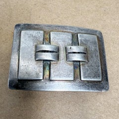 Modernist Brutalist Silver Belt Buckle Style Spratling