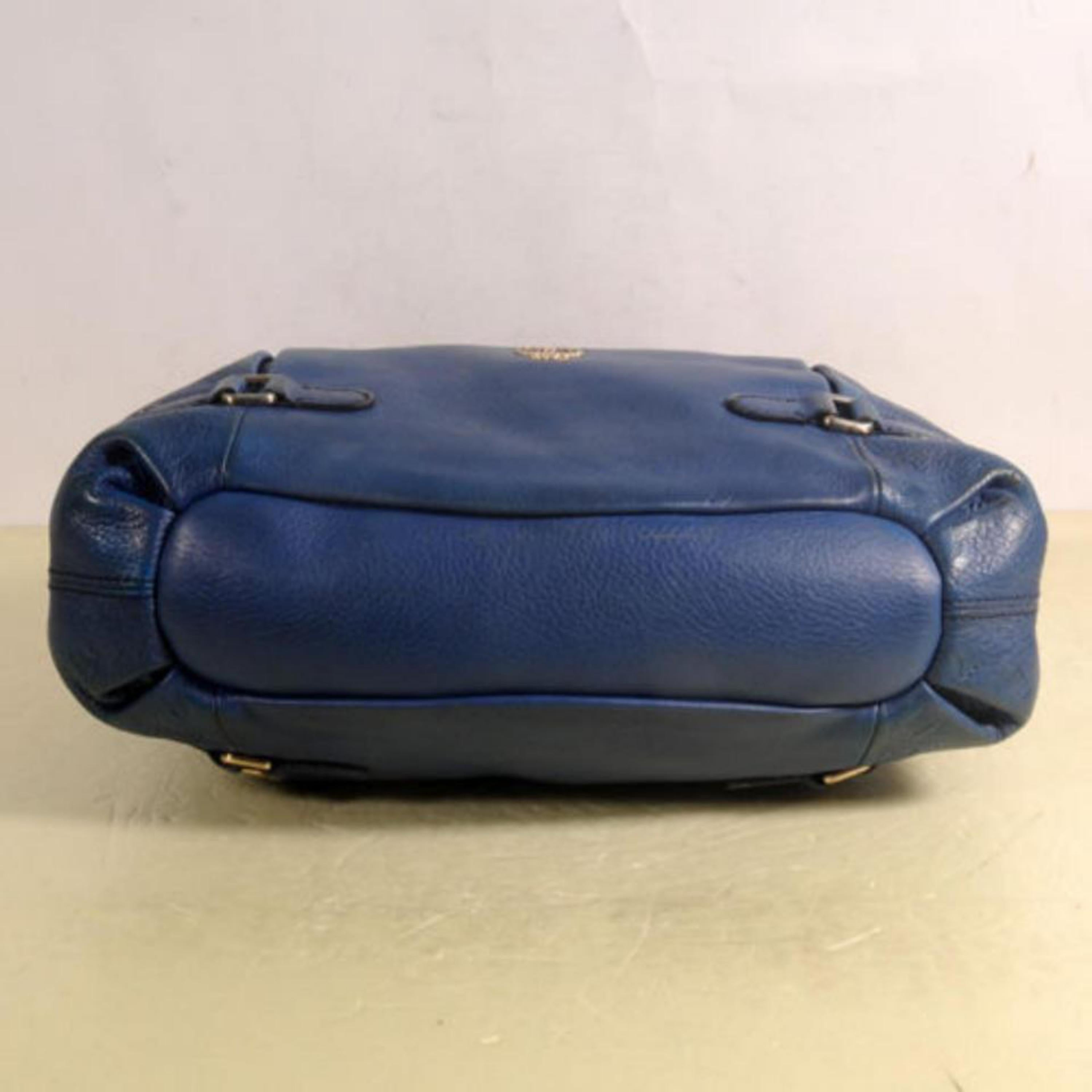 MCM Bicolor 2way Hobo 869446 Blue Leather Shoulder Bag For Sale 4