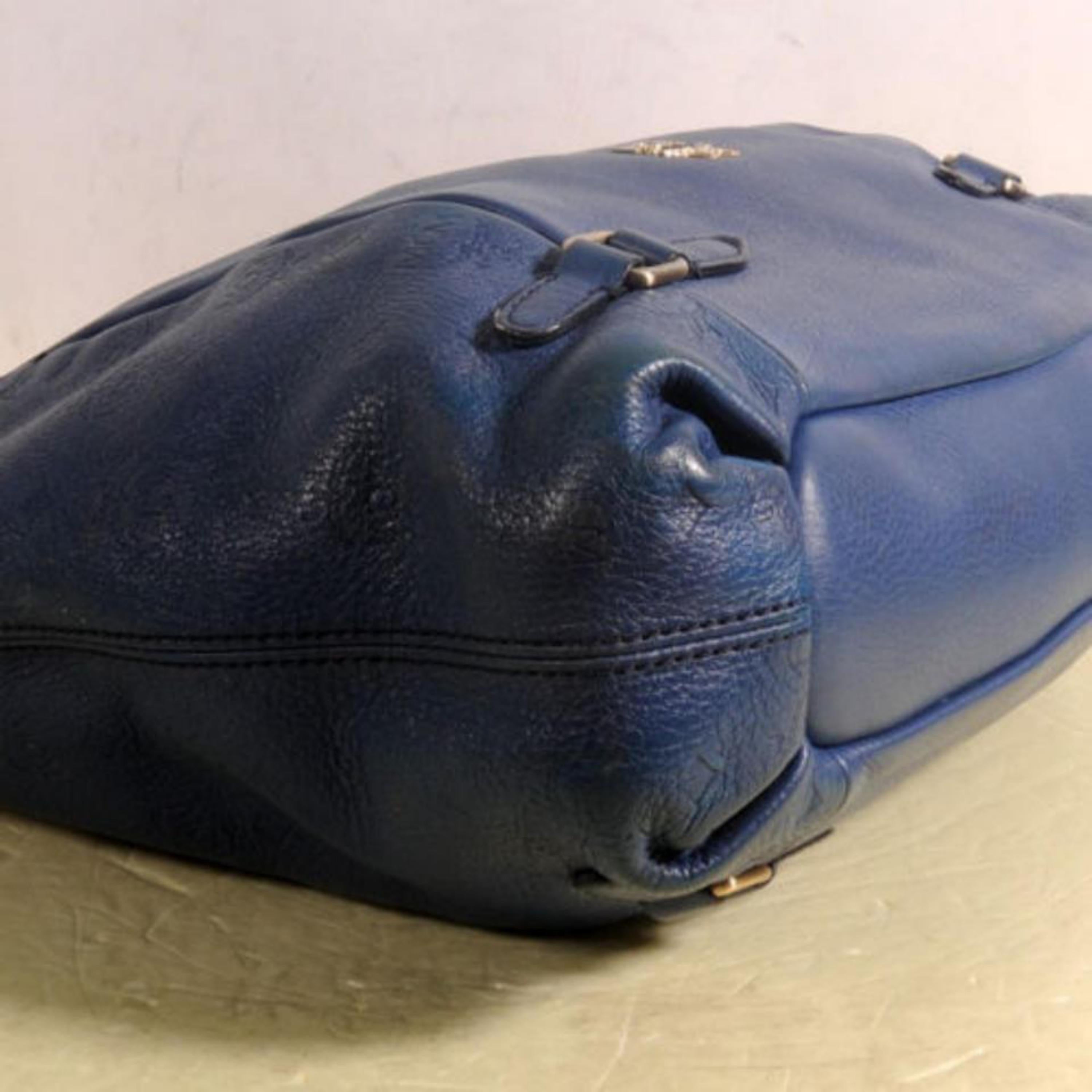 MCM Bicolor 2way Hobo 869446 Blue Leather Shoulder Bag For Sale 5